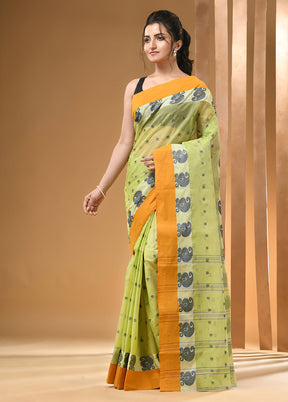 Yellow Cotton Woven Work Saree Without Blouse Piece