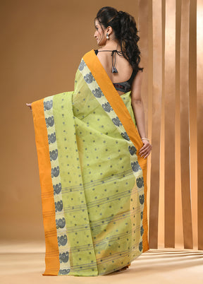 Yellow Cotton Woven Work Saree Without Blouse Piece