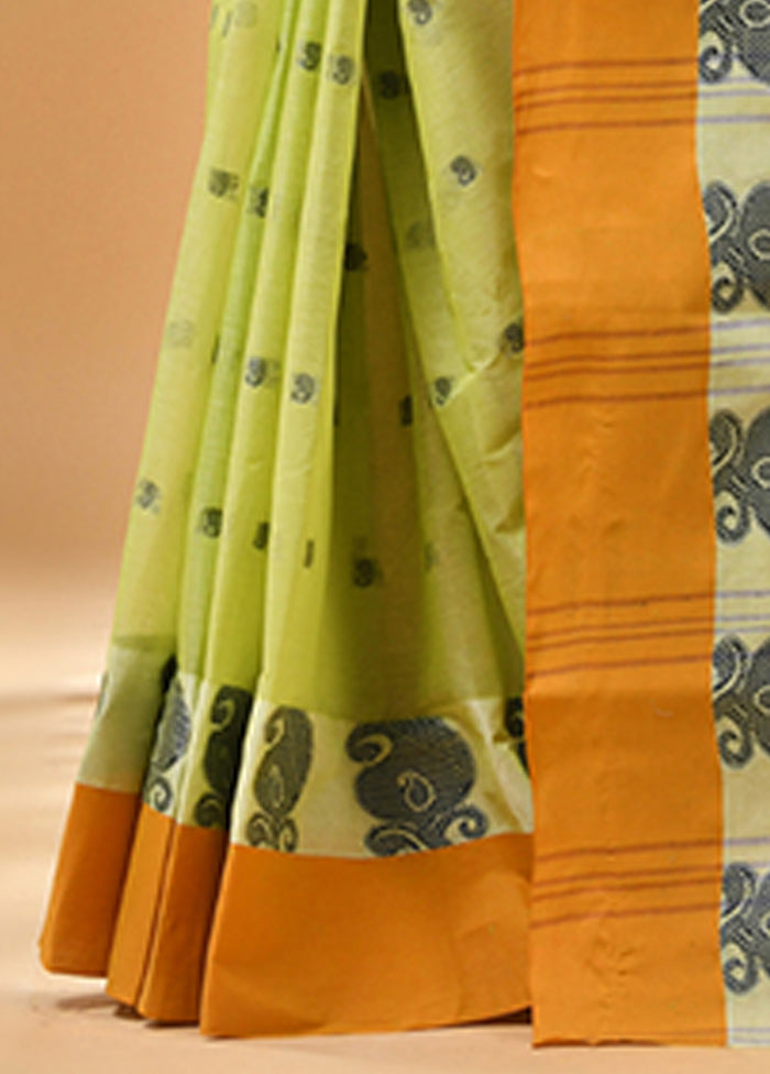 Yellow Cotton Woven Work Saree Without Blouse Piece