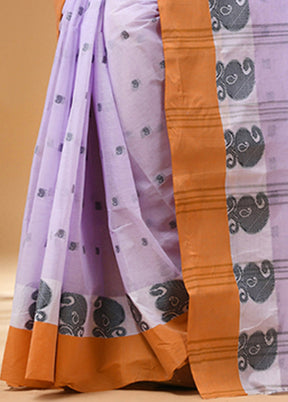 Lavender Cotton Woven Work Saree Without Blouse Piece