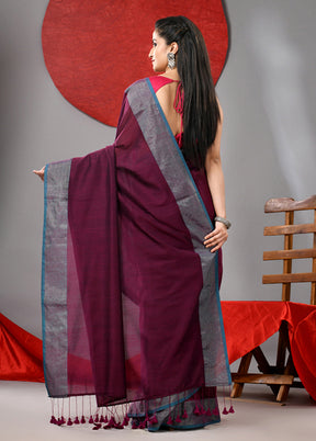 Purple Cotton Saree With Blouse Piece