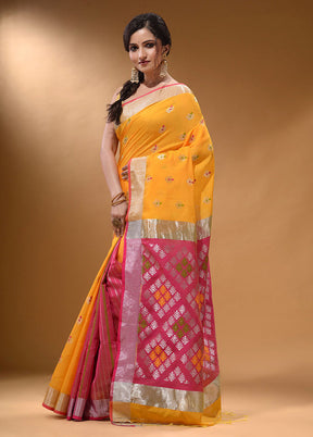 Yellow Pure Cotton Saree With Blouse Piece - Indian Silk House Agencies