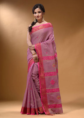 Violet Pure Cotton Saree With Blouse Piece - Indian Silk House Agencies