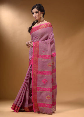 Violet Pure Cotton Saree With Blouse Piece - Indian Silk House Agencies