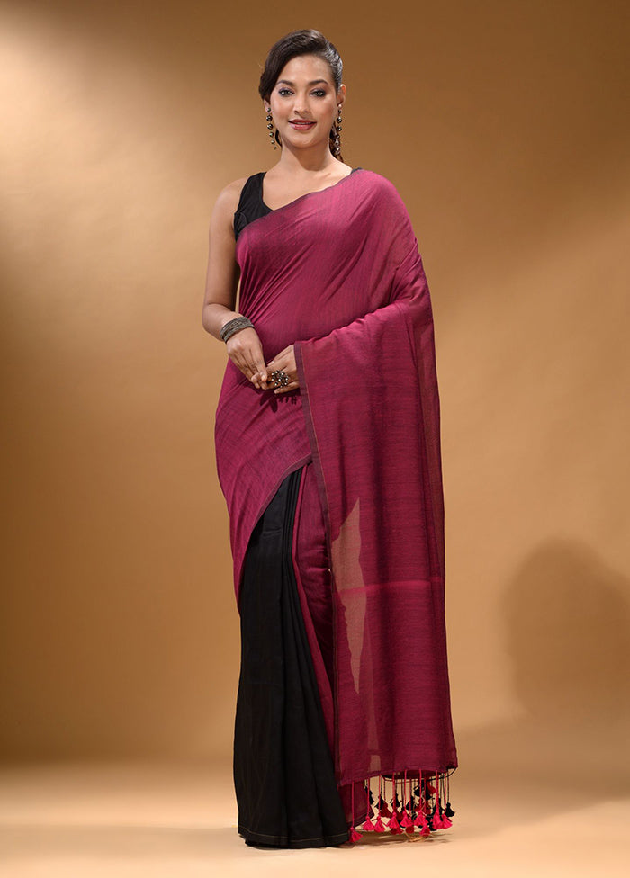 Magenta Pure Cotton Saree With Blouse Piece - Indian Silk House Agencies