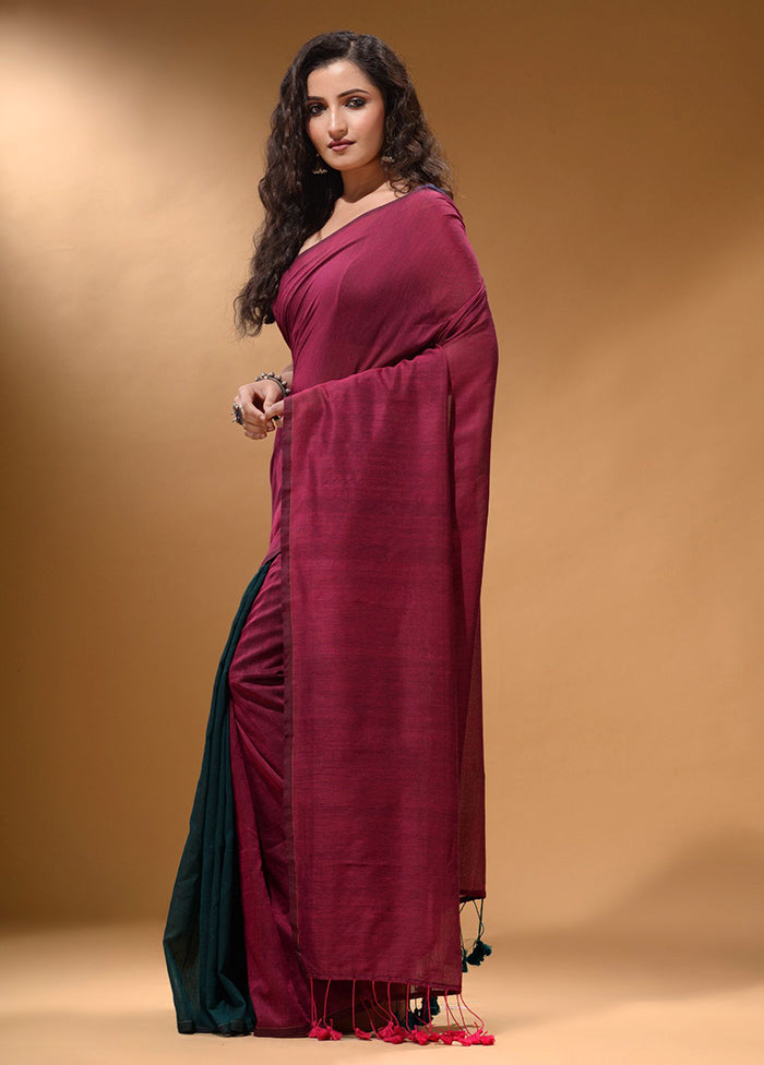 Fuchsia Pure Cotton Saree With Blouse Piece - Indian Silk House Agencies