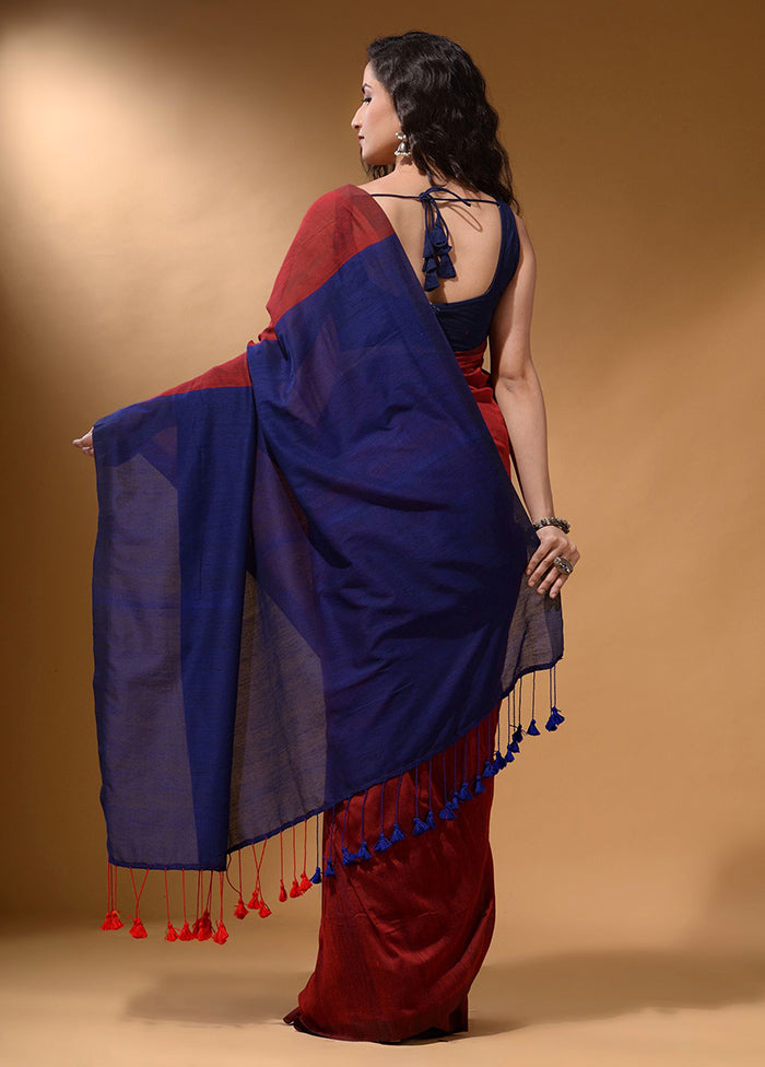 Red Pure Cotton Saree With Blouse Piece - Indian Silk House Agencies