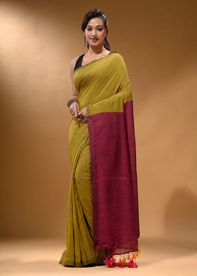 Yellow Pure Cotton Saree With Blouse Piece - Indian Silk House Agencies