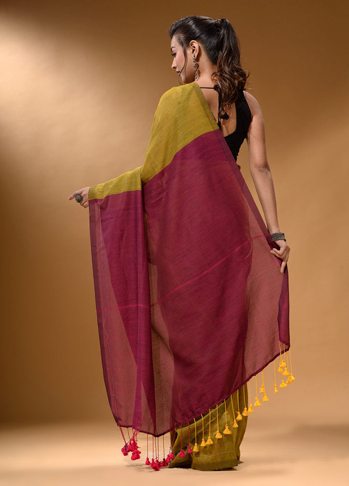 Yellow Pure Cotton Saree With Blouse Piece - Indian Silk House Agencies