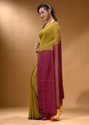 Yellow Pure Cotton Saree With Blouse Piece - Indian Silk House Agencies