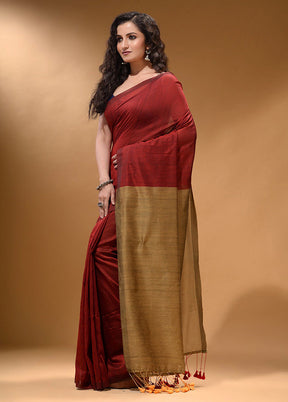 Red Pure Cotton Saree With Blouse Piece - Indian Silk House Agencies