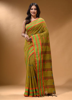 Mustard Pure Cotton Saree With Blouse Piece - Indian Silk House Agencies