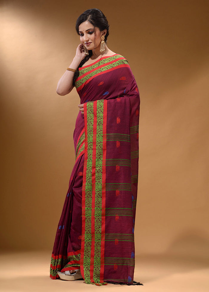 Magenta Pure Cotton Saree With Blouse Piece - Indian Silk House Agencies