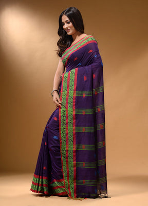 Purple Pure Cotton Saree With Blouse Piece - Indian Silk House Agencies