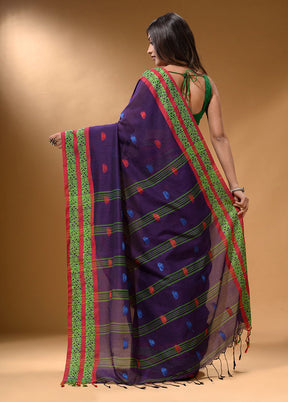 Purple Pure Cotton Saree With Blouse Piece - Indian Silk House Agencies