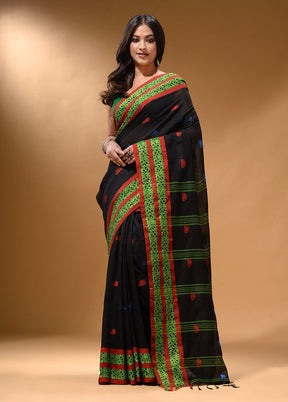 Black Pure Cotton Saree With Blouse Piece - Indian Silk House Agencies