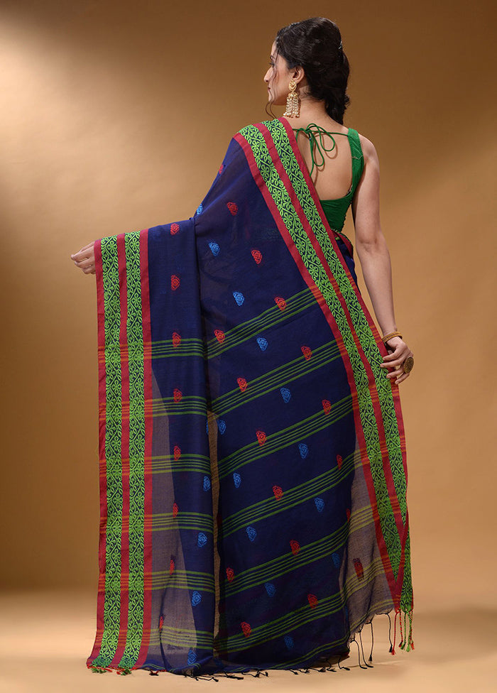 Royal Blue Pure Cotton Saree With Blouse Piece - Indian Silk House Agencies