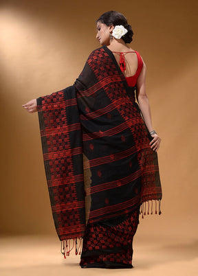 Black Pure Cotton Saree With Blouse Piece - Indian Silk House Agencies