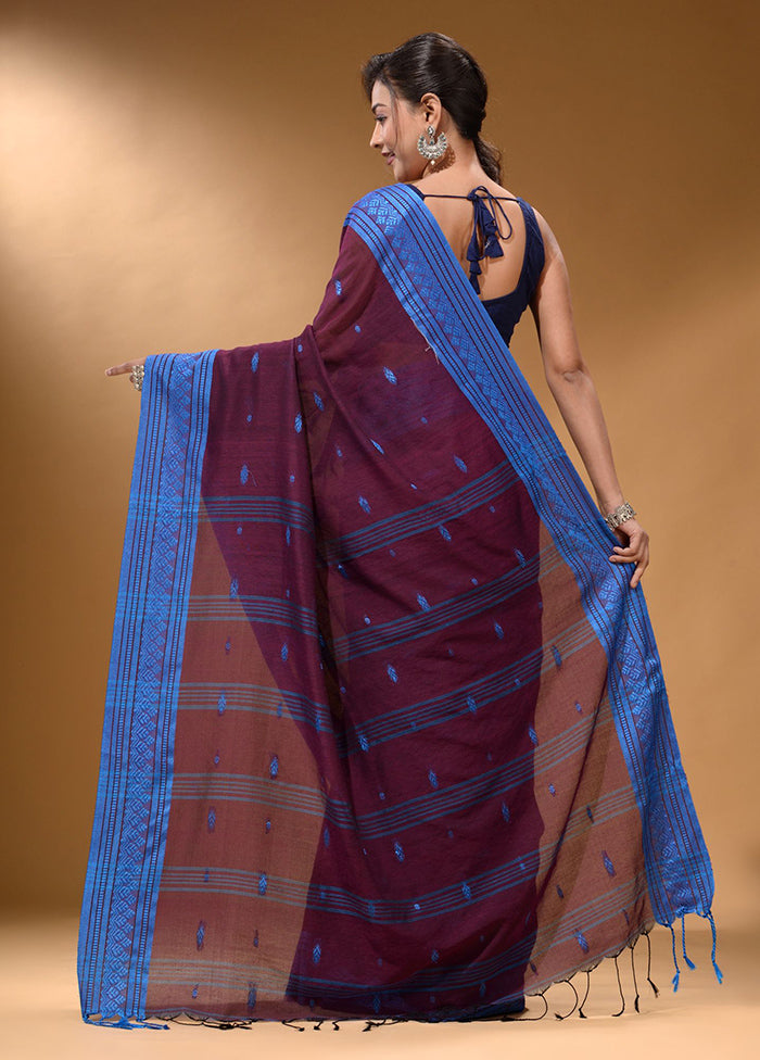 Purple Pure Cotton Saree With Blouse Piece - Indian Silk House Agencies