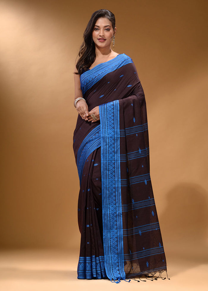 Brown Pure Cotton Saree With Blouse Piece - Indian Silk House Agencies