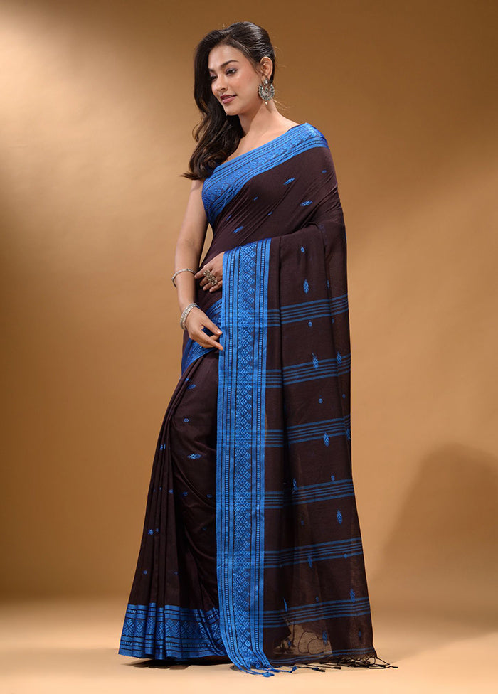 Brown Pure Cotton Saree With Blouse Piece - Indian Silk House Agencies