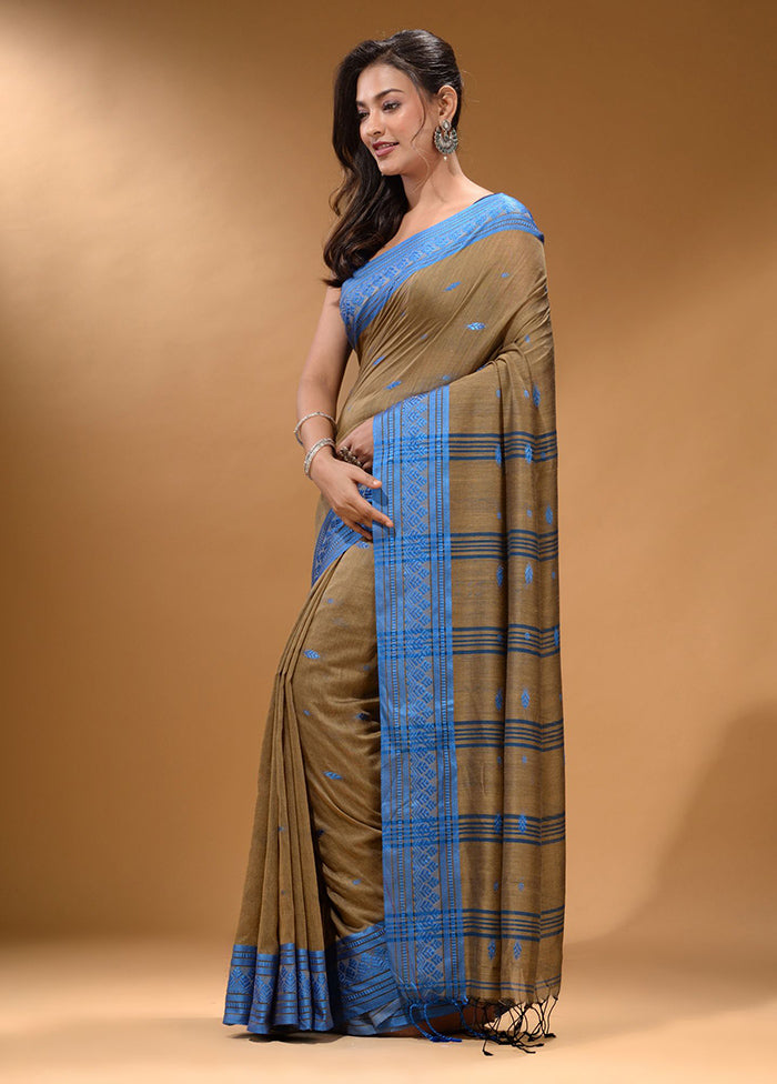 Cream Pure Cotton Saree With Blouse Piece - Indian Silk House Agencies