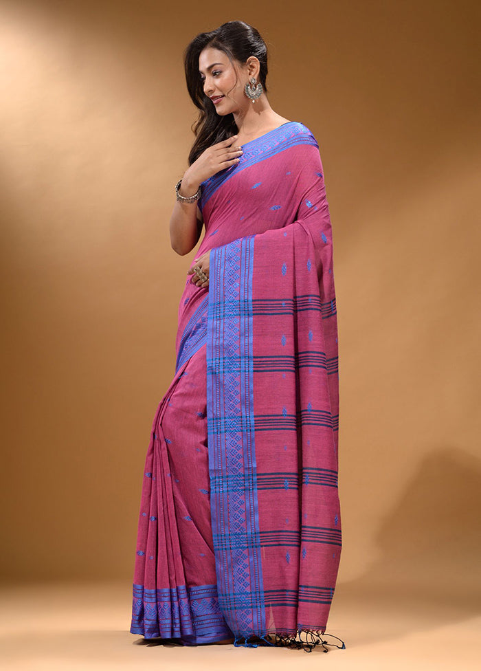 Purple Pure Cotton Saree With Blouse Piece - Indian Silk House Agencies