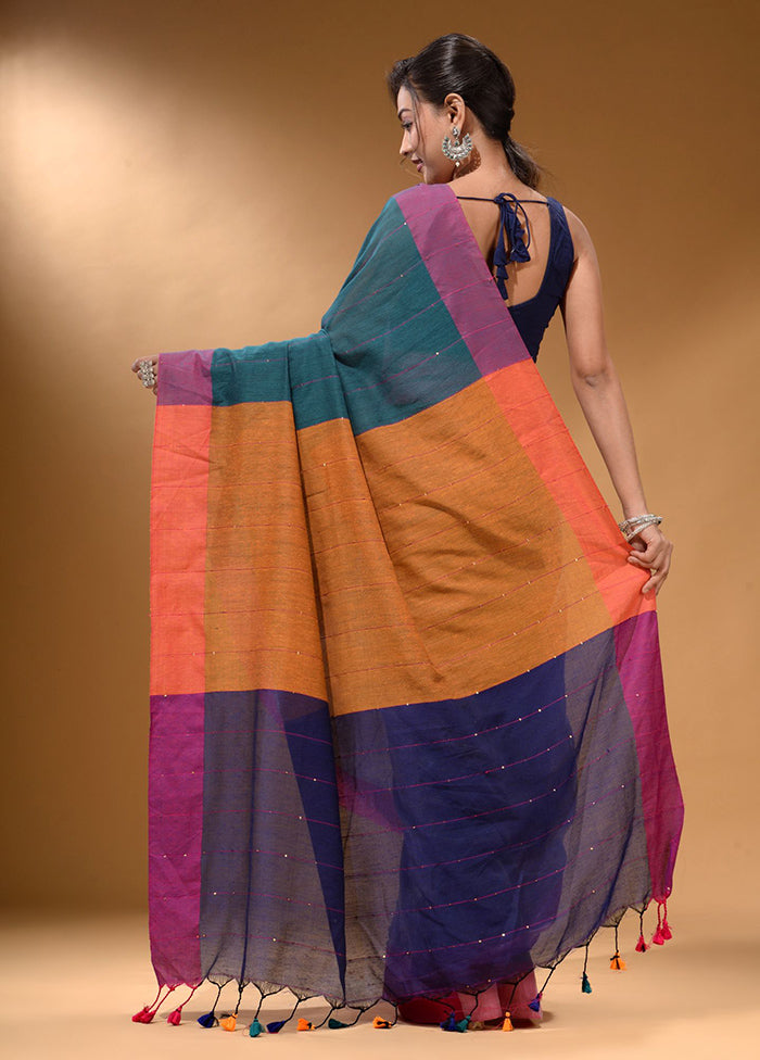 Grey Pure Cotton Saree With Blouse Piece - Indian Silk House Agencies