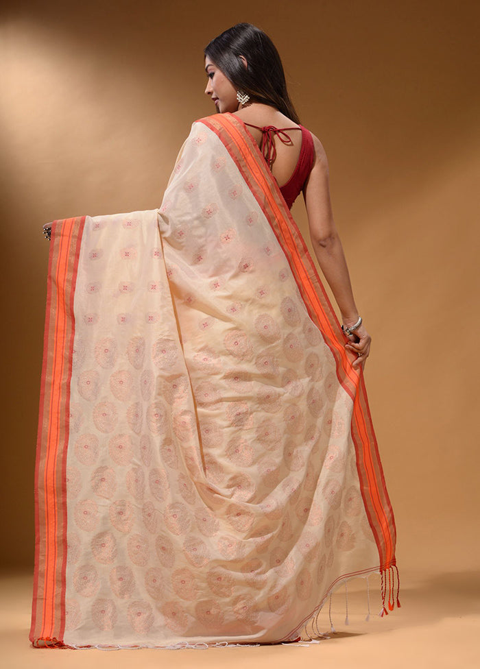 Cream Spun Silk Saree With Blouse Piece - Indian Silk House Agencies