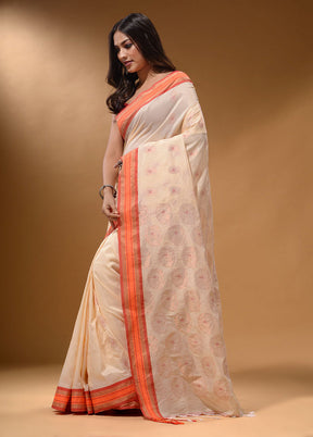 Cream Spun Silk Saree With Blouse Piece - Indian Silk House Agencies