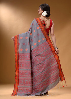 Grey Spun Silk Saree With Blouse Piece - Indian Silk House Agencies