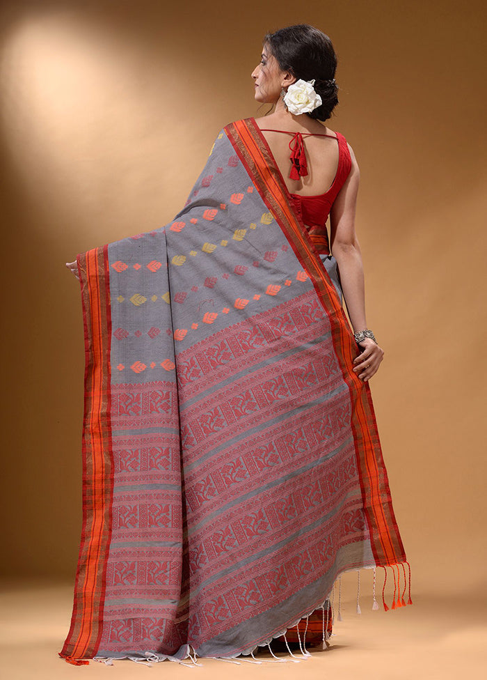 Grey Spun Silk Saree With Blouse Piece - Indian Silk House Agencies