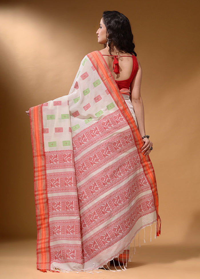 Off White Spun Silk Saree With Blouse Piece - Indian Silk House Agencies