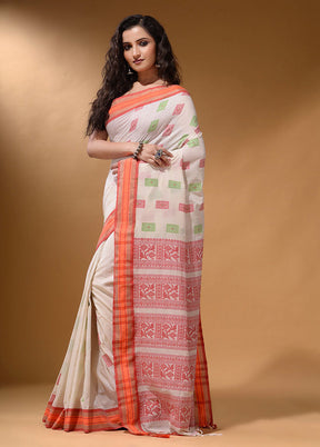 Off White Spun Silk Saree With Blouse Piece - Indian Silk House Agencies