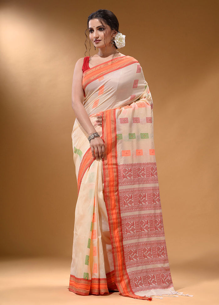 Cream Spun Silk Saree With Blouse Piece - Indian Silk House Agencies