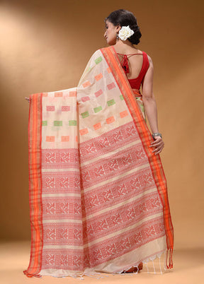 Cream Spun Silk Saree With Blouse Piece - Indian Silk House Agencies