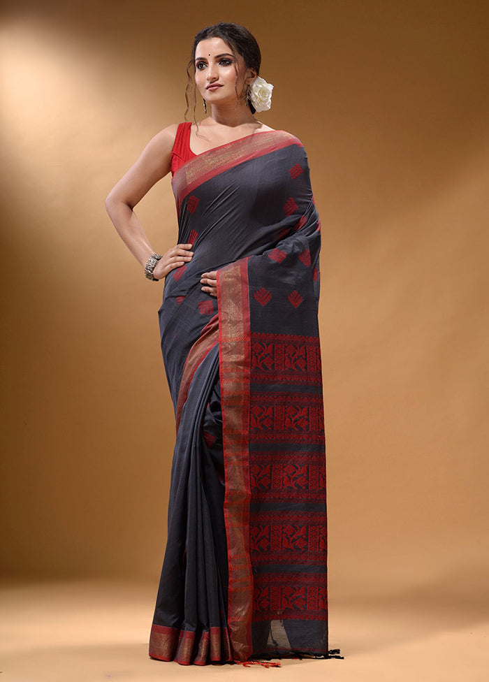 Grey Spun Silk Saree With Blouse Piece - Indian Silk House Agencies