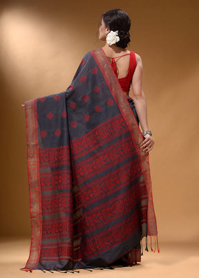 Grey Spun Silk Saree With Blouse Piece - Indian Silk House Agencies