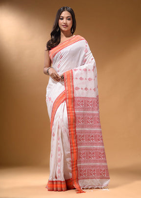 White Spun Silk Saree With Blouse Piece - Indian Silk House Agencies