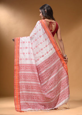 White Spun Silk Saree With Blouse Piece - Indian Silk House Agencies