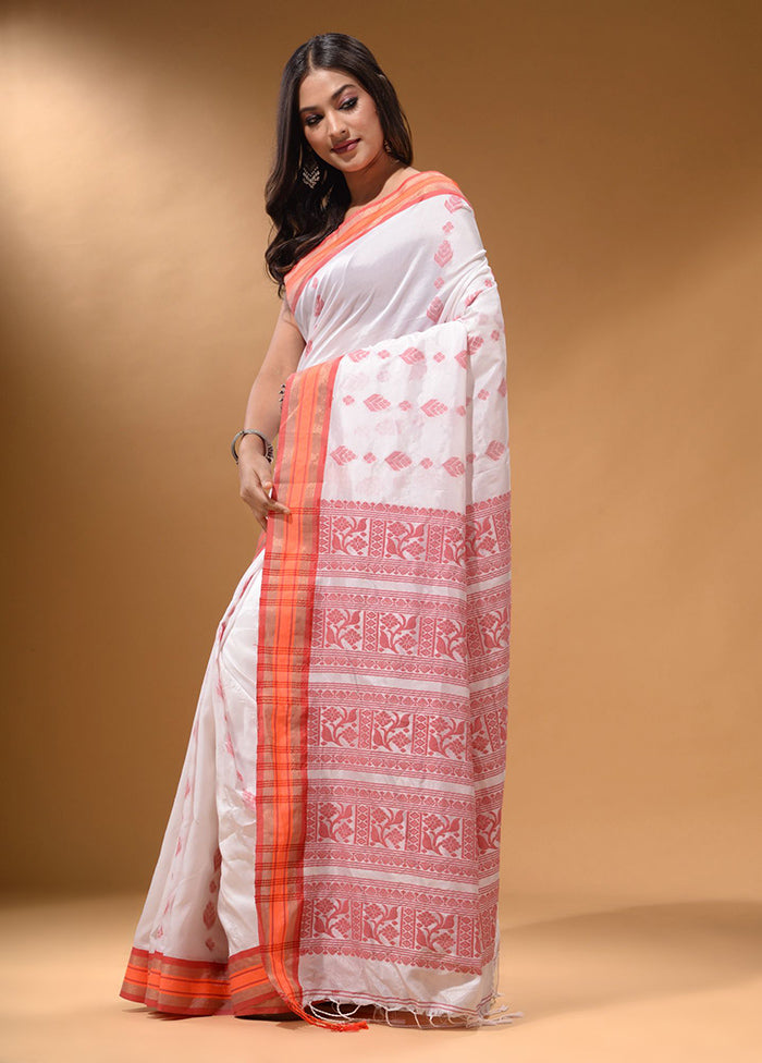 White Spun Silk Saree With Blouse Piece - Indian Silk House Agencies