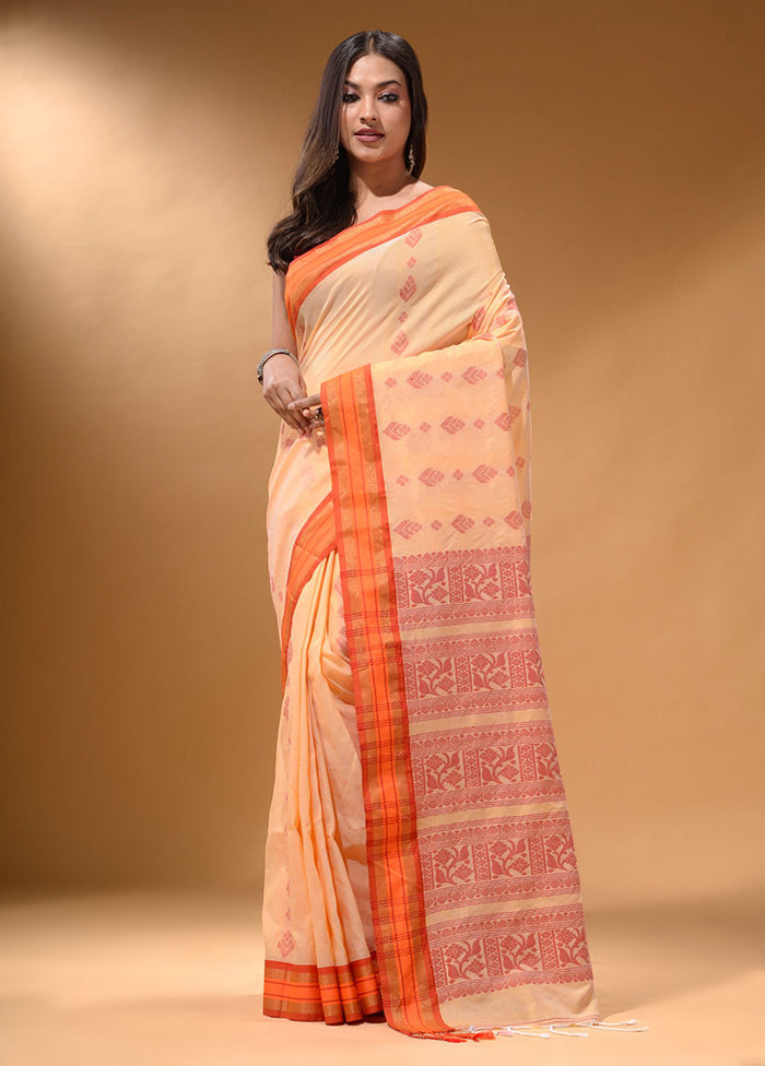 Cream Spun Silk Saree With Blouse Piece - Indian Silk House Agencies