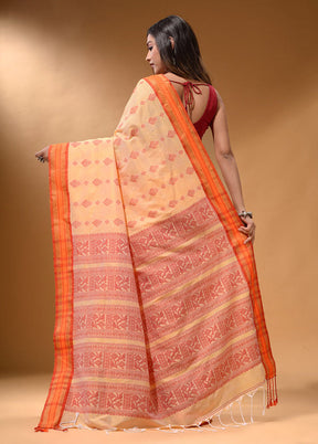 Cream Spun Silk Saree With Blouse Piece - Indian Silk House Agencies