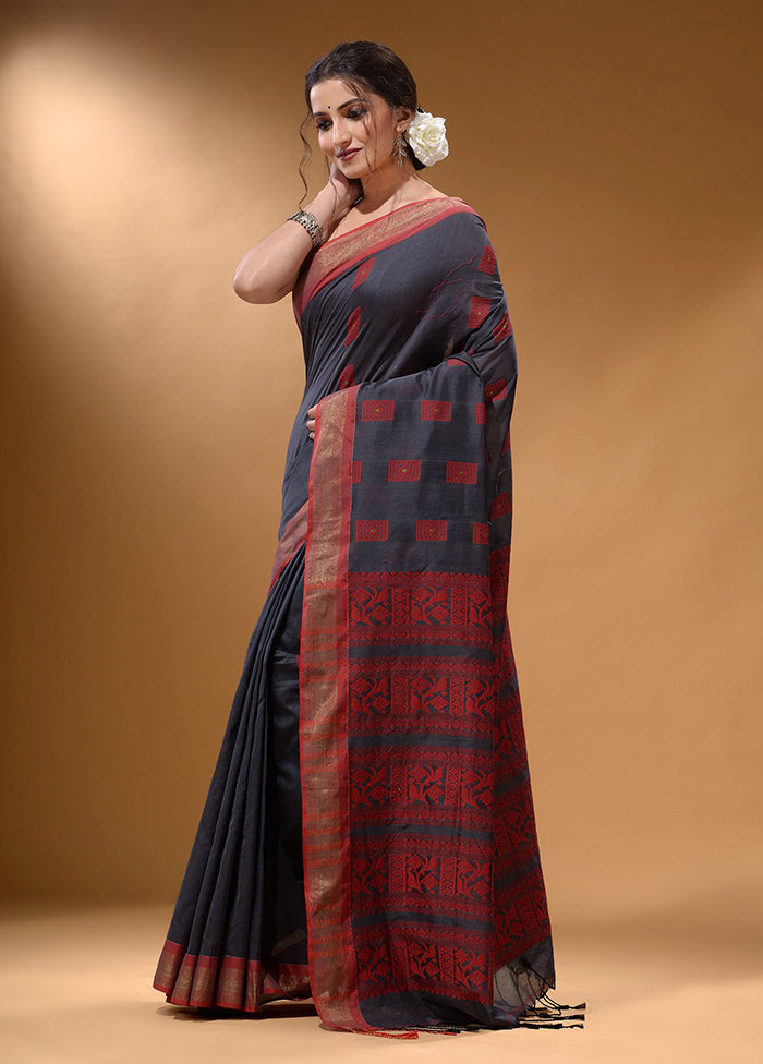 Black Spun Silk Saree With Blouse Piece - Indian Silk House Agencies