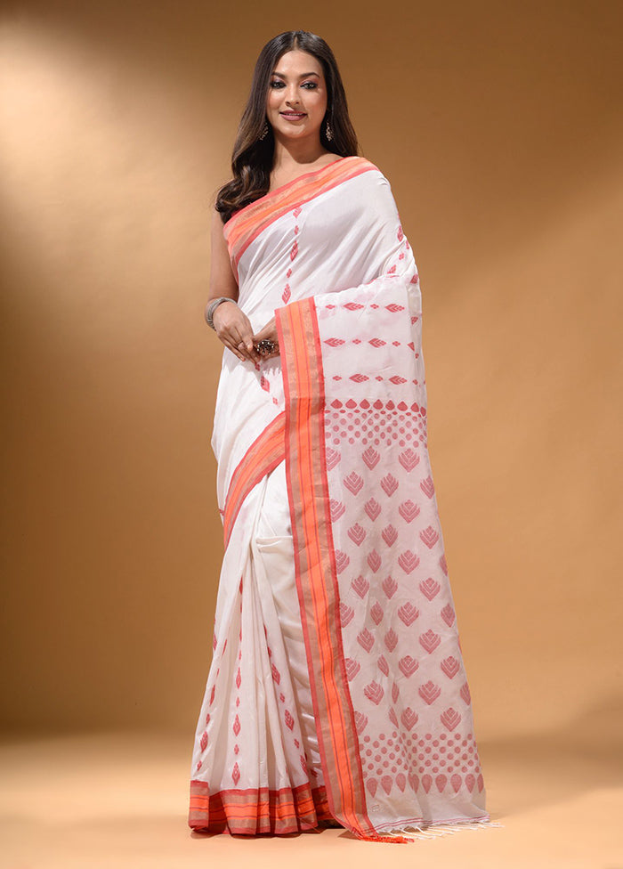 White Spun Silk Saree With Blouse Piece - Indian Silk House Agencies