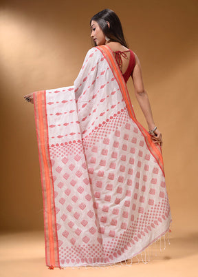 White Spun Silk Saree With Blouse Piece - Indian Silk House Agencies