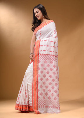 White Spun Silk Saree With Blouse Piece - Indian Silk House Agencies