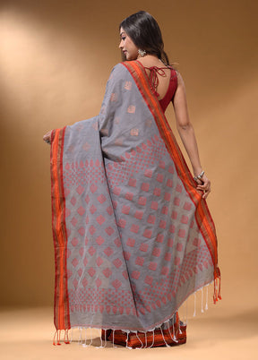 Grey Spun Silk Saree With Blouse Piece - Indian Silk House Agencies