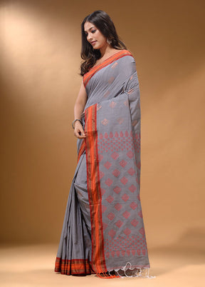 Grey Spun Silk Saree With Blouse Piece - Indian Silk House Agencies