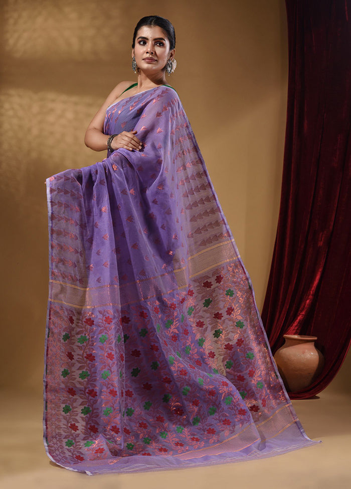 Blue Tant Jamdani Saree With Blouse Piece - Indian Silk House Agencies